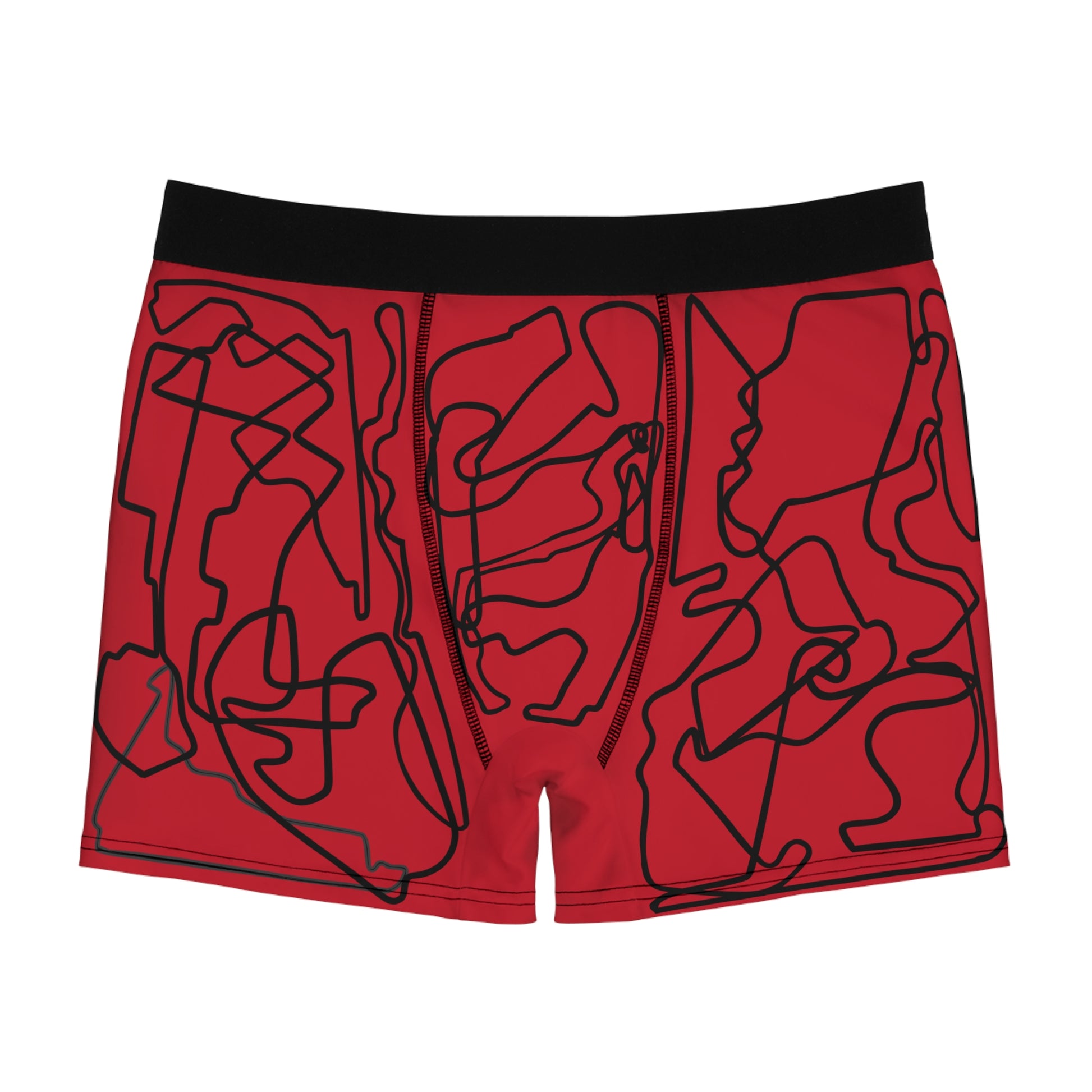 Boxer Briefs - Grand Prix Mosaic Pattern - Red