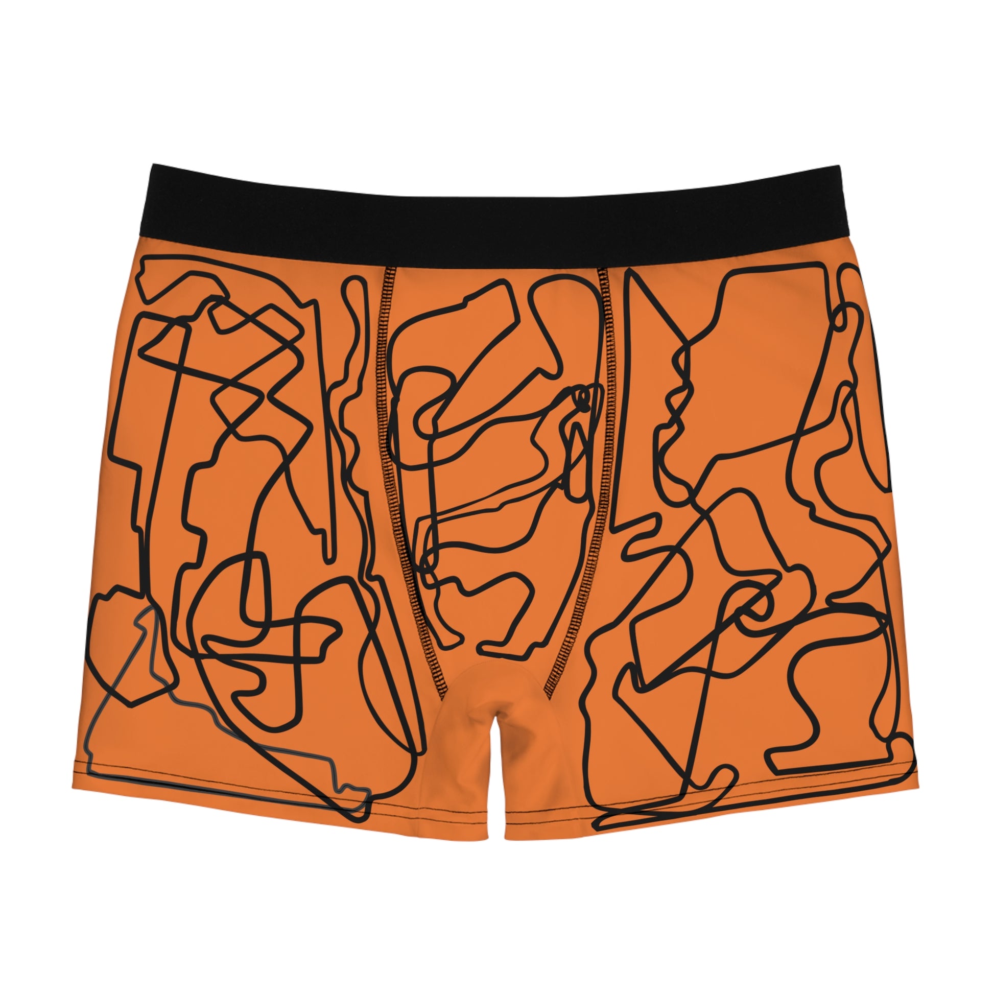 Boxer Briefs - Grand Prix Mosaic Pattern - Papaya