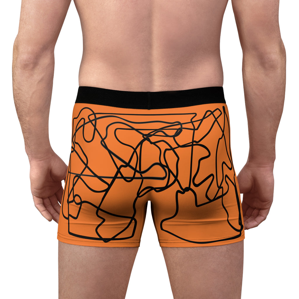 Boxer Briefs - Grand Prix Mosaic Pattern - Papaya
