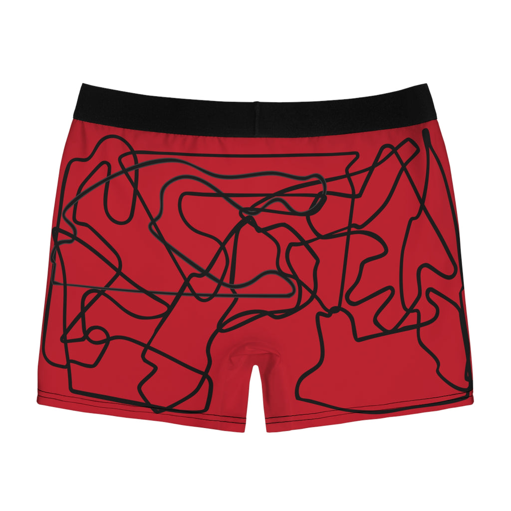 Boxer Briefs - Grand Prix Mosaic Pattern - Red