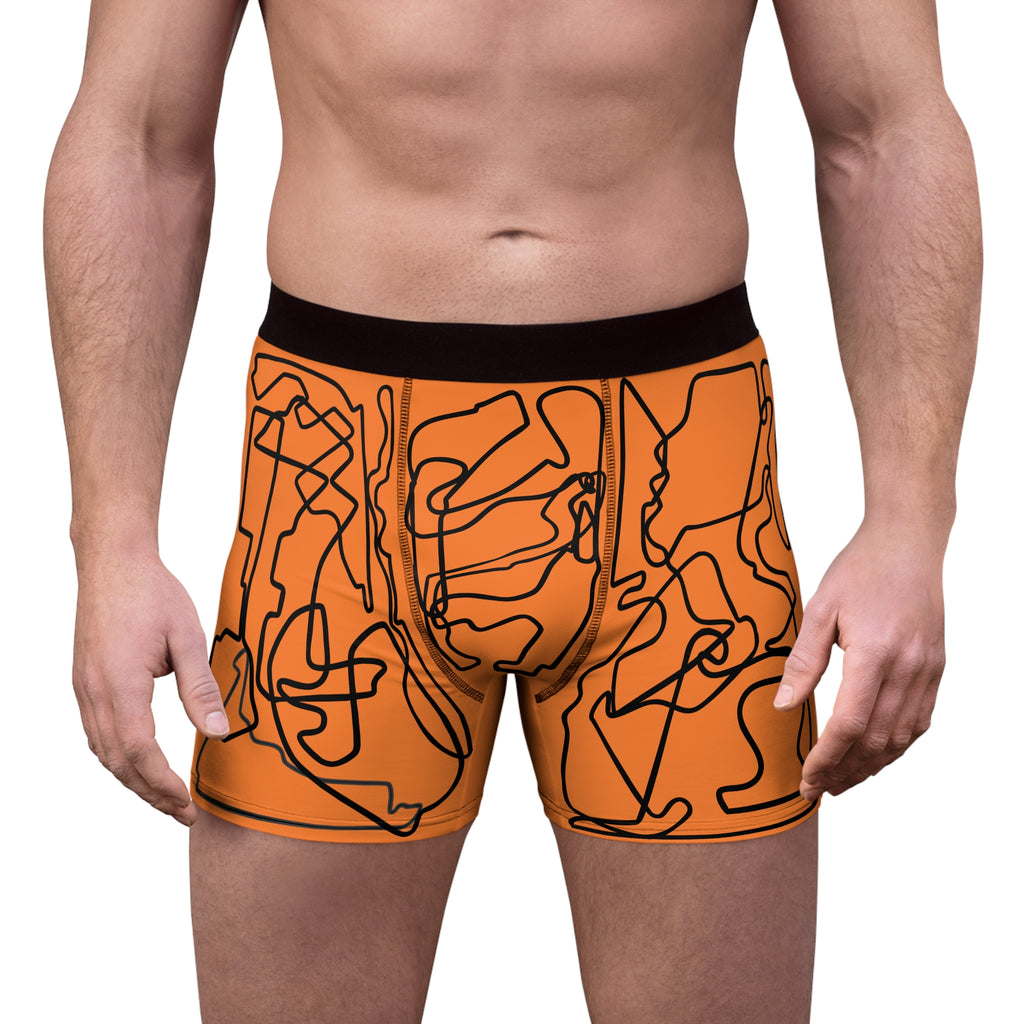 Boxer Briefs - Grand Prix Mosaic Pattern - Papaya