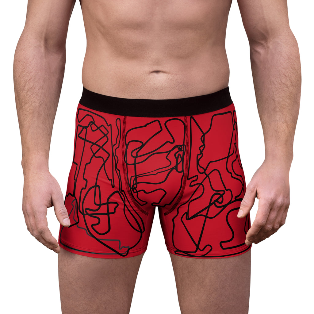 Boxer Briefs - Grand Prix Mosaic Pattern - Red