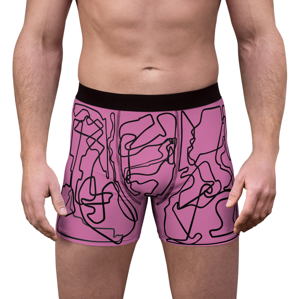 Boxer Briefs - Grand Prix Mosaic Pattern - Pink